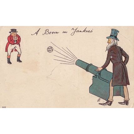 Guy Fawkes With Gunpowder Cannon Blowing Up American Man Antique Comic Postcard