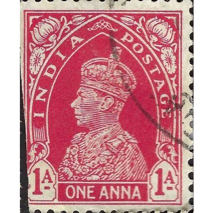 INDIA, King George VI, Imperial Crown of India, red 1937, 1anna, #2