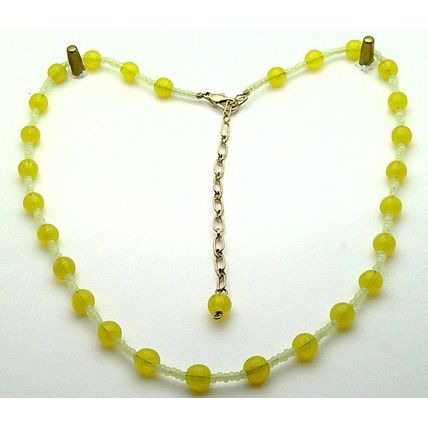 Yellow Opal Glass Beaded Choker Necklace