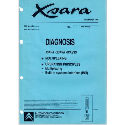 Citroen Xsara Picasso Diagnosis Service Manual Multiplexing BSI 99 BRE0617GB PDF
