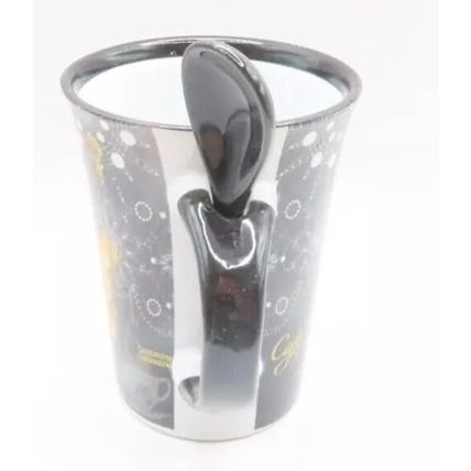 Cappuccino Mug with Spoon Ceramic with Violin Detail 11 CM Gift Home Decor
