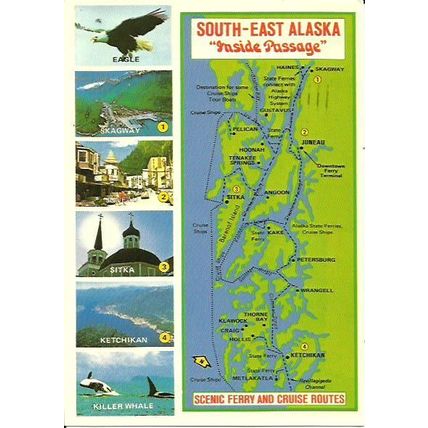 United States SOUTH-EAST ALASKA Map Postcard (SE-1D)