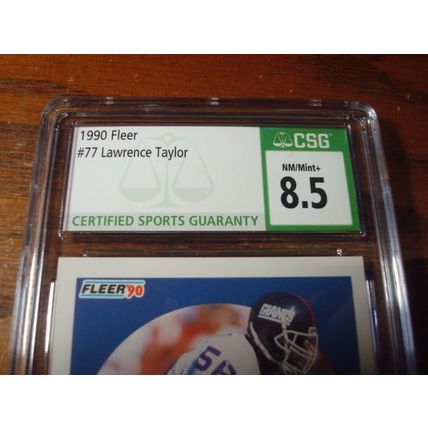 1990 Fleer, Graded Near Mint 8.5, LAWRENCE TAYLOR, HOF
