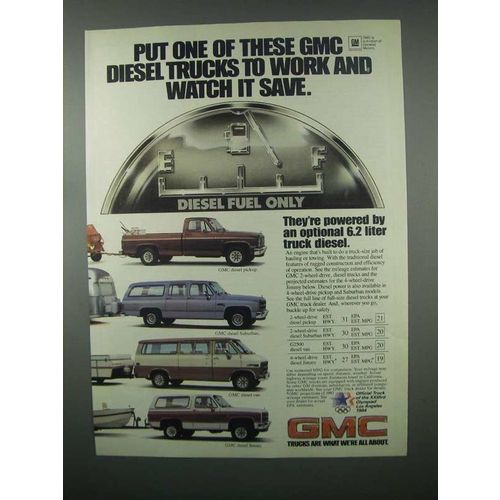 1982 GMC Diesel Truck Ad - Pickup, Suburban, Van, Jimmy