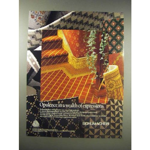 1990 Schumacher Carpets Ad - Opulence in a wealth of expressions