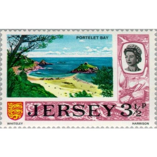 Jersey QEII 1971 3½p Portelet Bay Mounted Mint MM SG 48 Sc 40 postage stamp