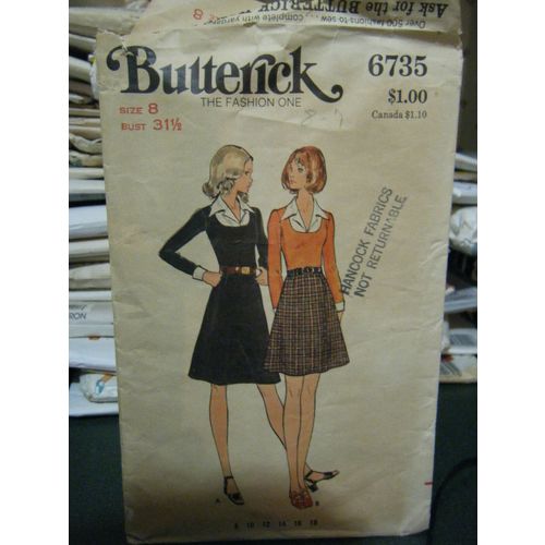 Butterick 6735 Misses Dress Pattern - Size 8 Bust 31 1/2