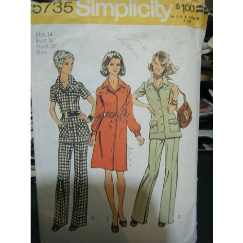 Simplicity 5735 Misses Dress, Tunic & Pants Pattern - Size 14 Bust 36 Waist 28