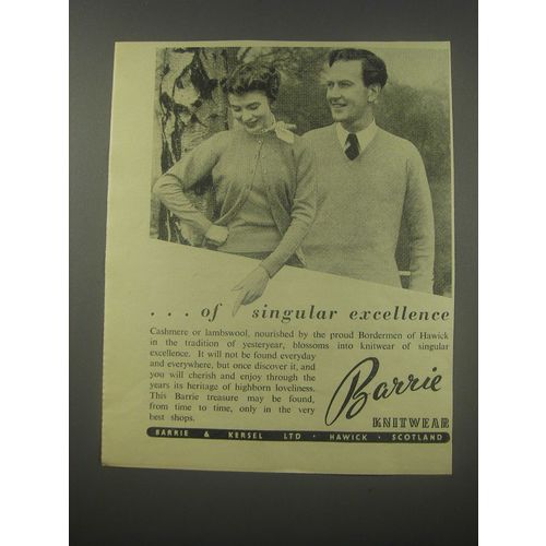 1954 Barrie Knitwear Ad - of singular excellence