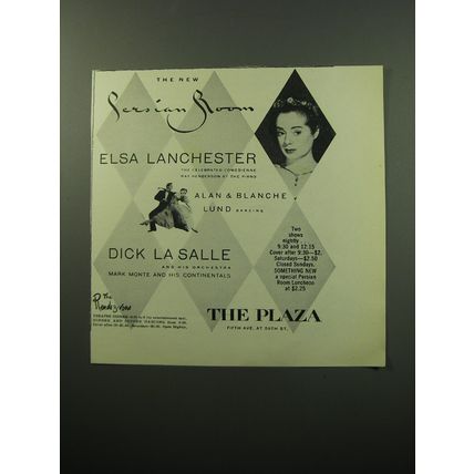 1950 The Plaza Hotel Ad - The new Persian Room Elsa Lanchester