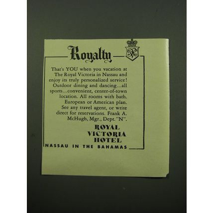 1950 Royal Victoria Hotel Advertisement - Royalty