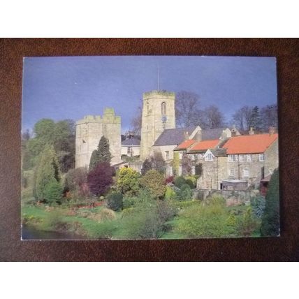 GB West Tanfield Yorkshire 1990s mint colour Pedley postcard church village