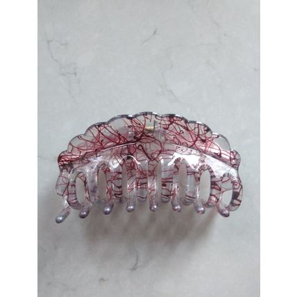 Clear transparent blue and red painted hair claw clip