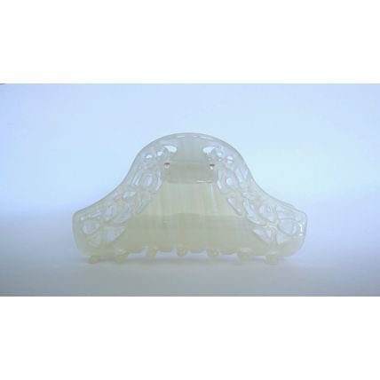 Pearly white iridescent cut out filiglree hair claw clip