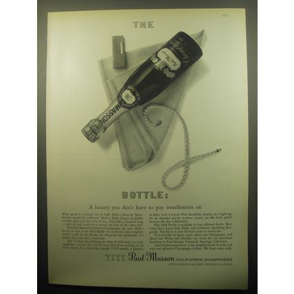 1959 Paul Masson California Champagne Ad - The Bottle: A luxury