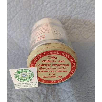 VERY RARE 1946 DURAGLAS JAR SOUVENIR OF NATIONAL ASSOCIATION RETAIL GROCERS