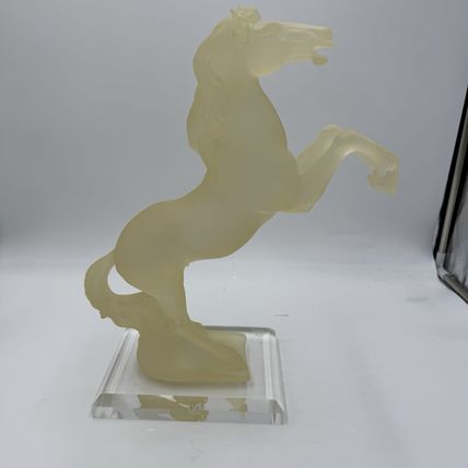 Large Frosted Lucite Acrylic Horse Rare Vintage 80s Regency New York Stallion