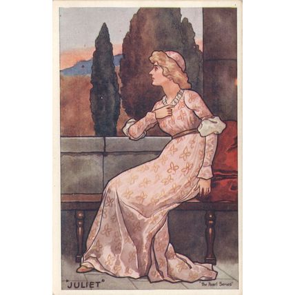 Juliet Of & Romeo Shakespeare Play Pearl Series Old Painting Postcard