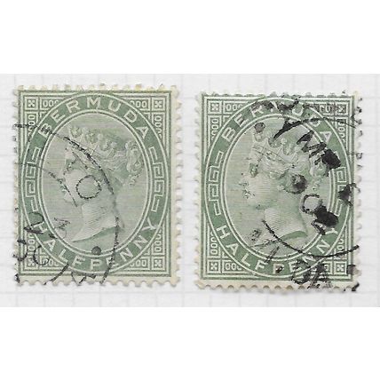 BERMUDA 1883 QV HALFPENNY SG21 SG21a 21 21a SG USED WMK CA 2 SHADES