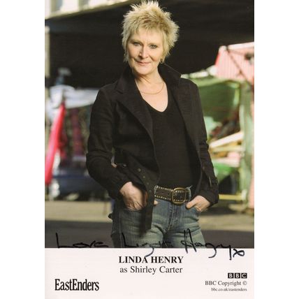 Linda Henry as Shirley Carter BBC Eastenders Hand Signed Cast Card Photo