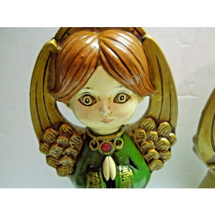 Vintage Pair of Angel Ceramic Figurine Statues Made in Japan
