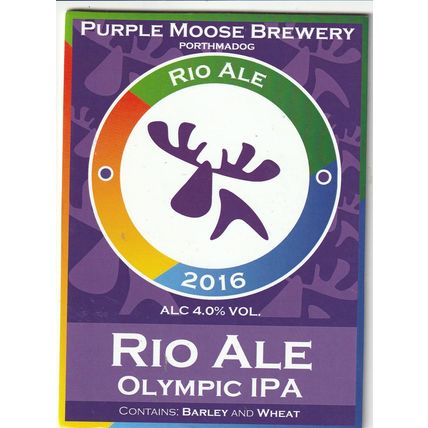 UNUSED PUMP CLIP FRONT - PURPLE MOOSE BREWERY (WALES) - RIO ALE OLYMPIC IPA