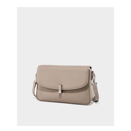 Ladies'Cowhide Shoulder Bag Tote Handbag Grey
