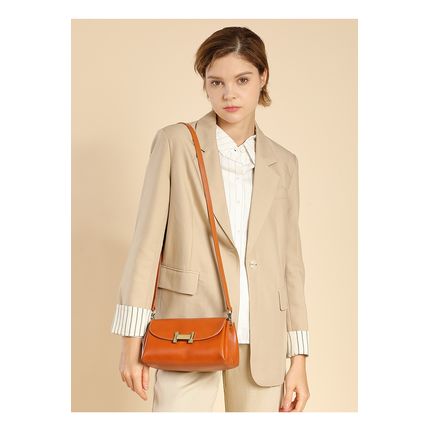 Women's Genuine Leather Tote Shoulder Handbag Orange