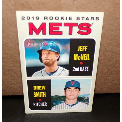 TOPPS HERITAGE 2019 METS ROOKIE STARS JEFF McNEIL/DREW SMITH CARD 348