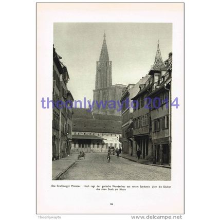 Notre Dame, Strasbourg, France, Photogravure Book Illustration (Print), 1935