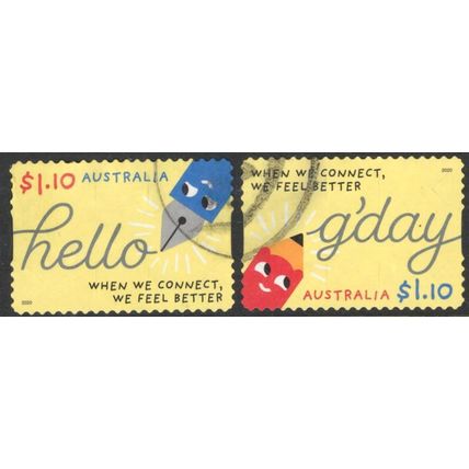 AUSTRALIA: 2020, MENTAL HEALTH, SET OF 2 USED SELF-ADHESIVE STAMPS. 020/1