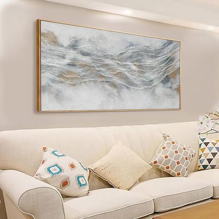 Abstract Wall Art Framed Home Artwork Decor Simple Modern Art Pieces with Gold a