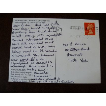 Christ in Majesty Metropolitan Cathedral Liverpool used colour postcard Art
