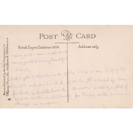EC495 1924 BRITISH EMPIRE EXHIBITION-INDIAN PAVILION FROM LAKE BY ERNEST COFFIN