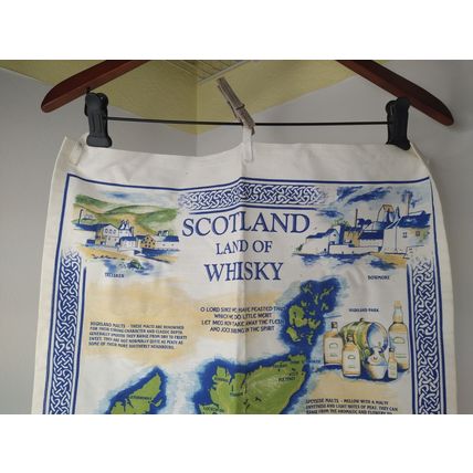 Scotland Land Of Whiskey Cotton Tea Towel Hanging Ettrick Valley Original Print
