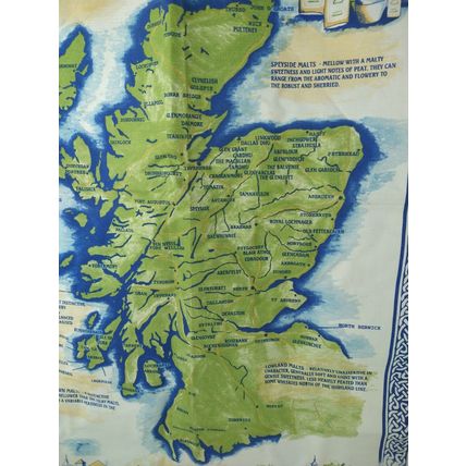Scotland Land Of Whiskey Cotton Tea Towel Hanging Ettrick Valley Original Print