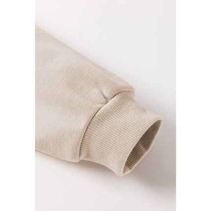 Parchment Knit Crochet Exposed Seam Ribbed Trim Sweatshirt
