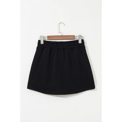 Black Sequin Heifer Patched French Terry Drawstring Skort