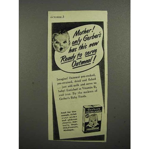 1941 Gerber's Baby Food Ad - Mother! Only Gerber Has