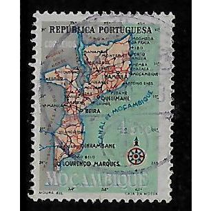 MOZAMBIQUE 1954 MAP MOZAMBIQUE 1E YELLOW SG499 FINE USED#2