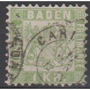 Mi 23 used 1868 Baden Cat € 10