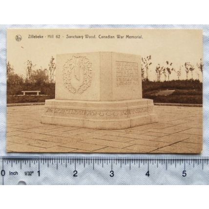 vintage postcard Zillebeke, Hill 62 Sanctuary Wood Canadian War Memorial