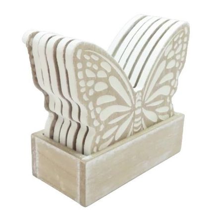 Butterfly Coasters with Holder Family a Little World Created By Love 9.5 CM