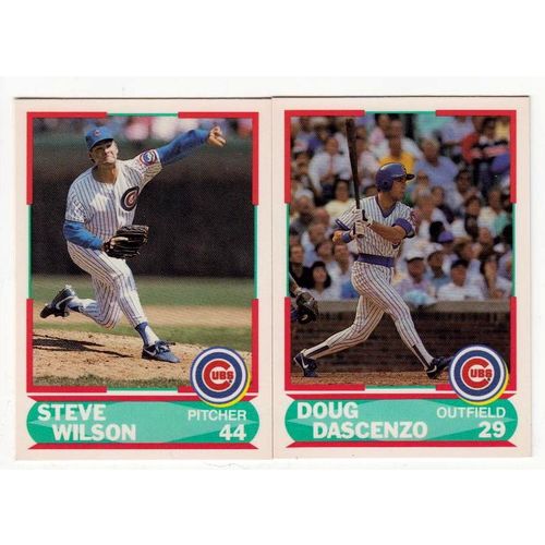 2 1990 Score Young Superstars Cubs RC rookie cards #28 Wilson, #40 Dascenzo