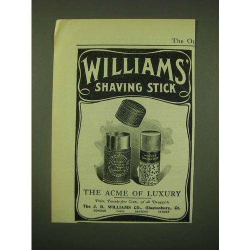 1902 Williams' Shaving Stick Ad - The acme of luxury