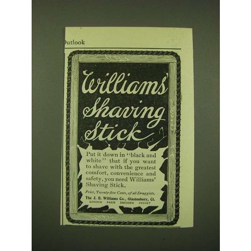 1902 Williams' Shaving Stick Ad - put it down in black and white