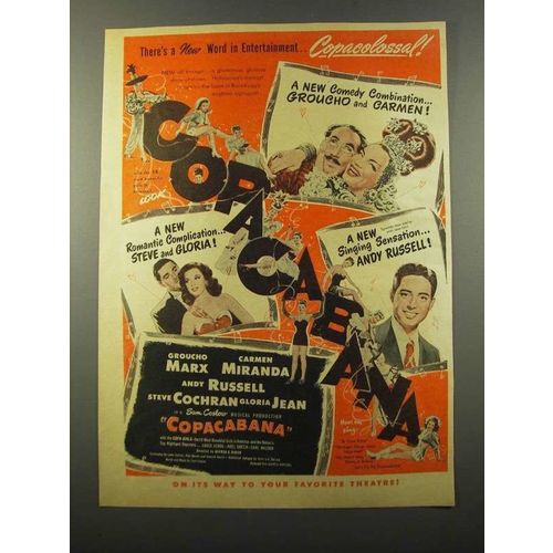 1947 Copacabana Movie Ad - Groucho Marx, Carmen Miranda