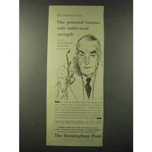 1955 The Birmingham Post Ad - Our potential enemies only understand strength