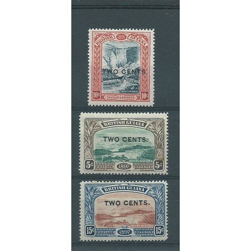 british guiana stamps sg222 hm sg 222 surcharge set of 3