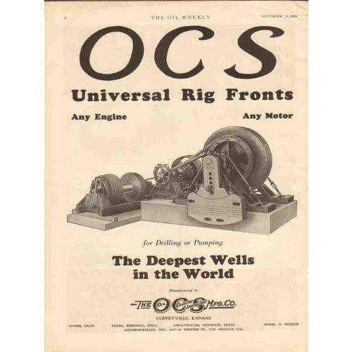 OIL COUNTY SPECIALTIES MFG COMPANY 1930 universal rig front vintage ad